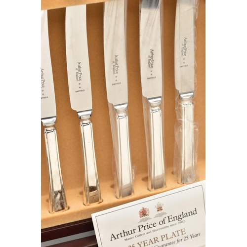 139 - AN 'ARTHUR PRICE' CANTEEN, complete six person table setting of EPNS cutlery, with two serving spoon... 