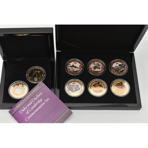 144 - A DUKE AND DUCHESS OF CAMBRIDGE COMMEMORATIVE SET, gold layered pair of £5 2011 for Tristaqnda Cunha... 