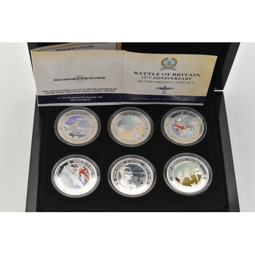 145 - A BATTLE OF BRITAIN 75TH ANNIVERSARY SILVER CROWN COIN SET, of 6x Crown Coins 2015, .925 Silver, 28.... 