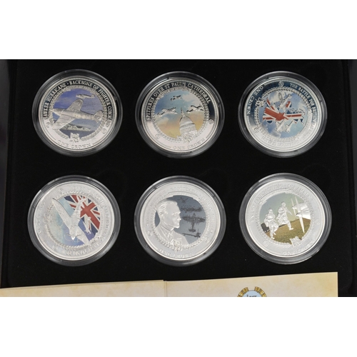 145 - A BATTLE OF BRITAIN 75TH ANNIVERSARY SILVER CROWN COIN SET, of 6x Crown Coins 2015, .925 Silver, 28.... 