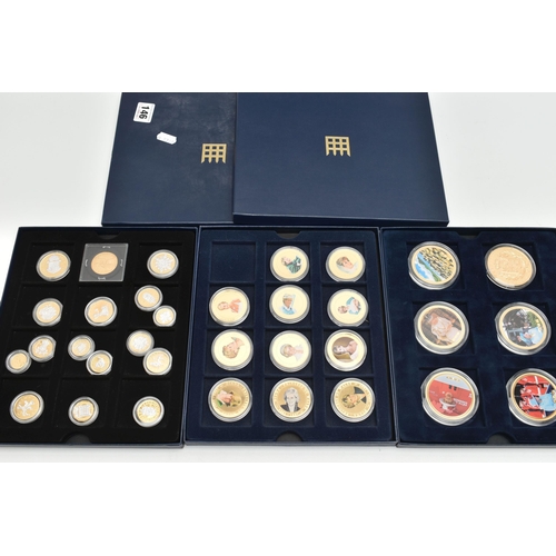 146 - A COLLECTION OF GOLD LAYERED CU COINAGE, to include six Photo and Gold Layered Queen Elizabeth II Nu... 