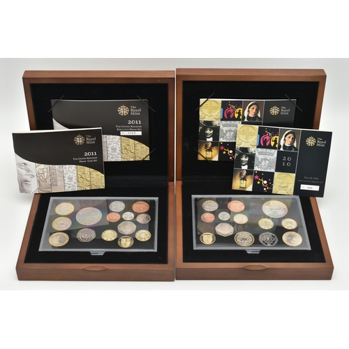 147 - ROYAL MINT CASED YEAR SETS, to include a 2010 13x coin year set with booklet and COA, together with ... 