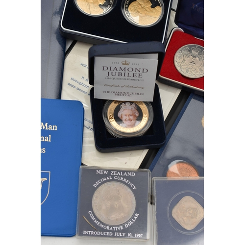 148 - A CARDBOARD BOX CONTAINING MAINLY UK 20TH AND 21ST CENTURY COINAGE, to include The Platinum Wedding ... 