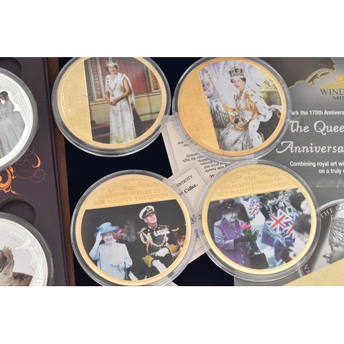 151 - WINDSOR MINT QUEEN VICTORIA COLLECTION ALBUM, of 4x 110 gram Cu Silver Plated with colour coins, inc... 