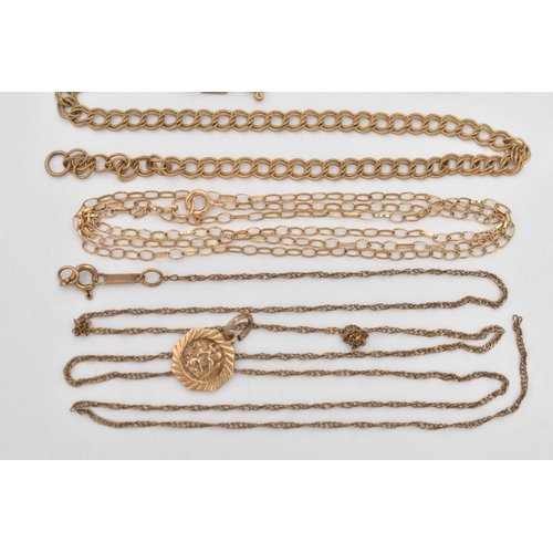 72 - TWO CHARMS AND CHAINS, to include a small 9ct gold St. Christopher charm, hallmarked 9ct Birmingham,... 