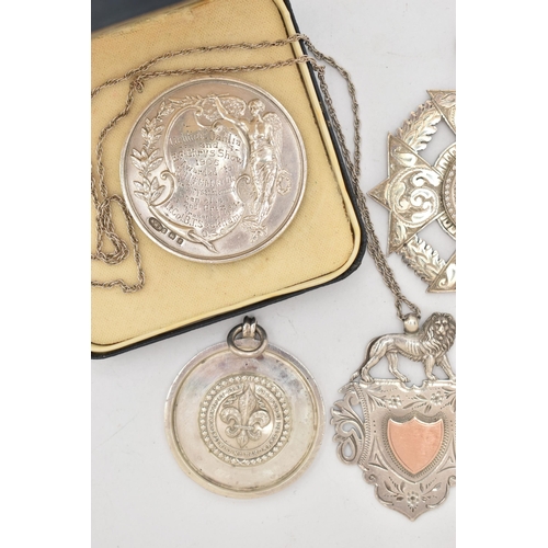 79 - SIX SILVER FOB MEDALS AND A MEDALLION, three large Maltese fobs, each inscribed 'Sig Bvrgi De Tamwor... 