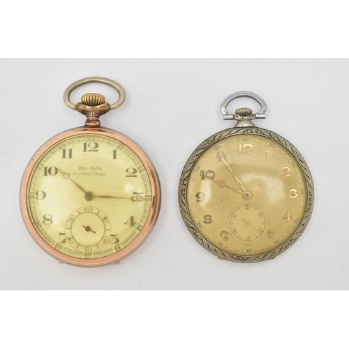 81 - TWO POCKET WATCHES, to include a manual wind, open face pocket watch, bi-colour plated case, dial si... 