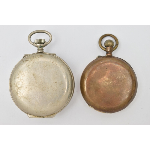 86 - TWO POCKET WATCHES, to include a very worn gold plated, manual wind, open face pocket watch, Roman n... 