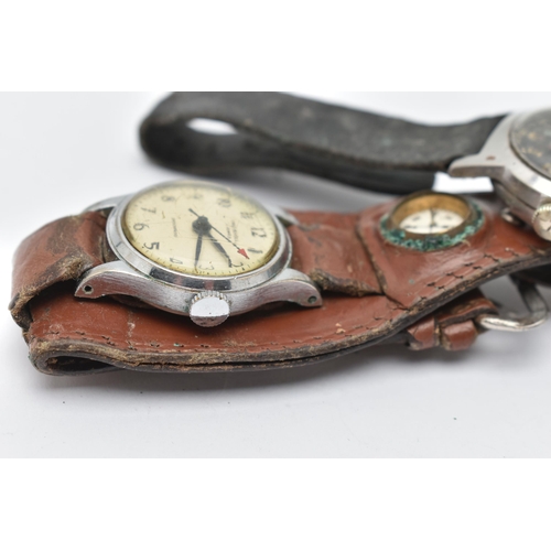 91 - TWO GENTS WRISTWATCHES, to include a manual wind 'Prima' wristwatch, round black dial signed 'West E... 