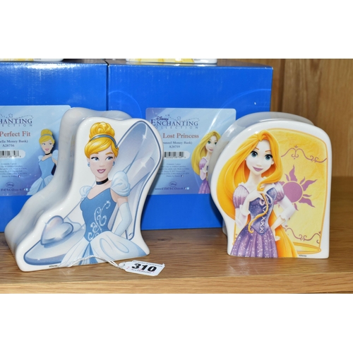 310 - FOUR BOXED ENESCO 'DISNEY ENCHANTING COLLECTION' CERAMIC MONEY BOXES, comprising 'Some Day My Prince... 