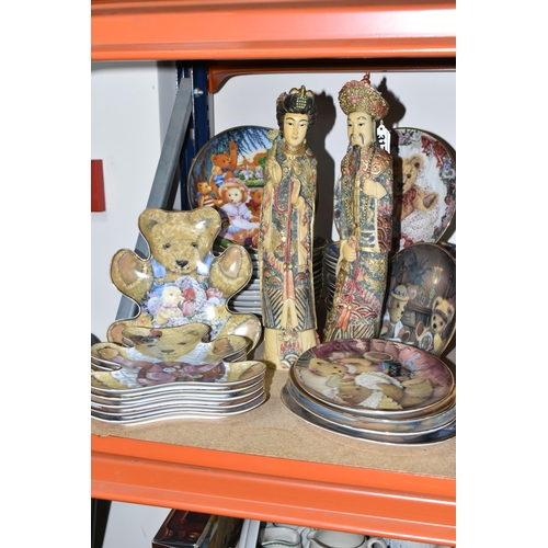 317 - A GROUP OF COLLECTOR'S PLATES AND A PAIR OF CHINESE FIGURES, comprising a pair of male and female re... 