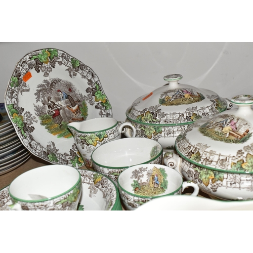 318 - A COPELAND -SPODE 'SPODE'S BYRON' PATTERN DINNER SET, comprising two covered tureens, gravy jug, thr... 