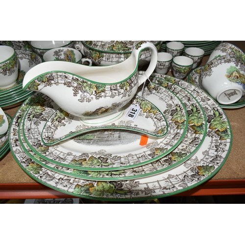 318 - A COPELAND -SPODE 'SPODE'S BYRON' PATTERN DINNER SET, comprising two covered tureens, gravy jug, thr... 