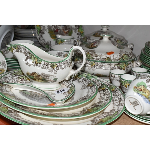 318 - A COPELAND -SPODE 'SPODE'S BYRON' PATTERN DINNER SET, comprising two covered tureens, gravy jug, thr... 