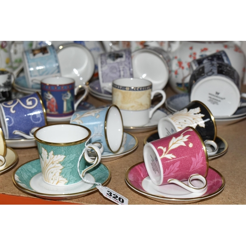 320 - A GROUP OF WEDGWOOD AND ROYAL DOULTON COFFEE CUPS AND FIVE COMPTON AND WOODHOUSE TEAPOTS, 'The First... 