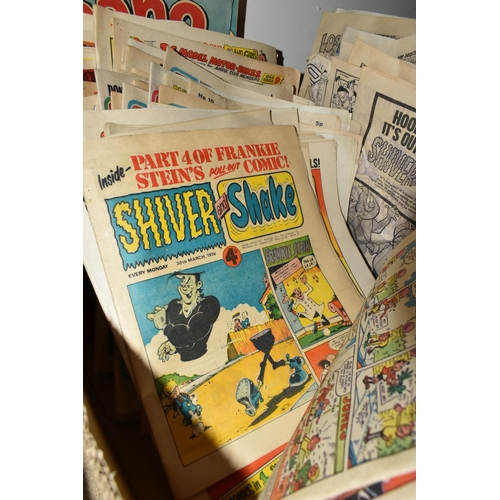 325 - TWO BOXES OF 1970'S CHILDREN'S COMICS AND MISCELLANEOUS SUNDRIES, to include a Matchbox 1-75 series ... 