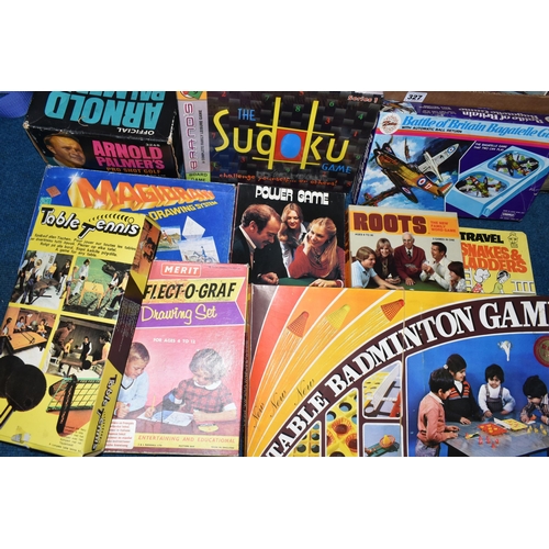 327 - A QUANTITY OF ASSORTED BOXED TOYS AND GAMES, mainly c.1960s/1970s, to include Ideal Roadmaker, Linco... 