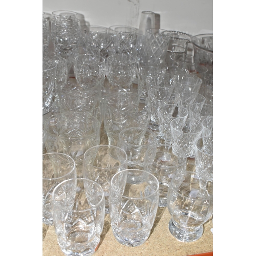 333 - A QUANTITY OF CUT CRYSTAL AND GLASSWARE, comprising a Waterford fruit bowl, Stuart Crystal bonbon di... 