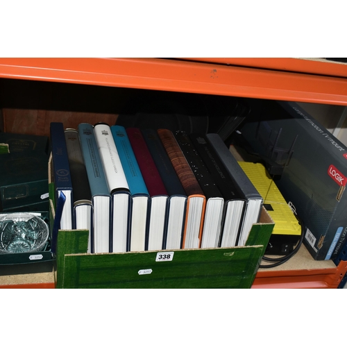 338 - TEN ROLLS - ROYCE ENTHUSIAST'S CLUB YEAR BOOKS AND SUNDRY ITEMS, to include a large vintage brown le... 