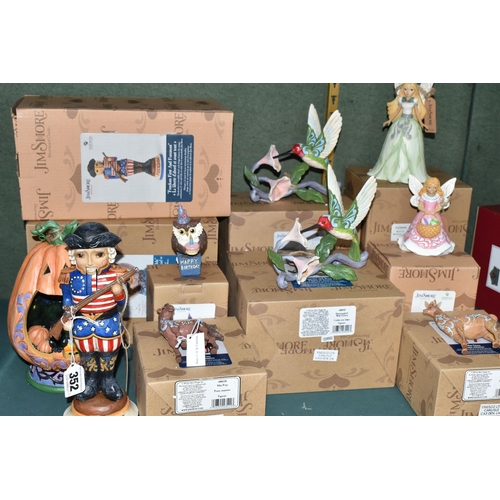 352 - NINE BOXED ENESCO JIM SHORE HEARTWOOD CREEK FIGURES, comprising Freedom First and Foremost no 600424... 