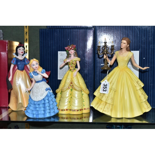 353 - FOUR BOXED ENESCO DISNEY SHOWCASE COLLECTION FIGURES, comprising Belle no 4058293, Belle Masquerade ... 