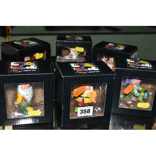 358 - A SET OF BOXED ENESCO DISNEY BRITTO MINI SEVEN DWARFS FIGURES, comprising Mini Doc 6007101, Mini Gru... 