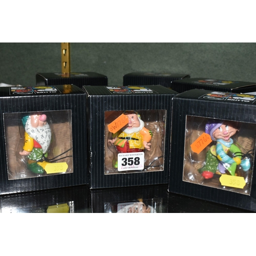 358 - A SET OF BOXED ENESCO DISNEY BRITTO MINI SEVEN DWARFS FIGURES, comprising Mini Doc 6007101, Mini Gru... 