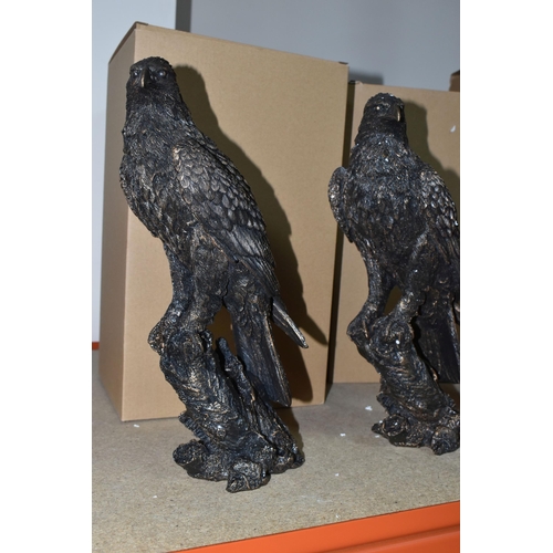 365 - FOUR BOXED ENESCO 'STUDIO BRONZE' RESIN ANIMAL SCULPTURES, comprising three Eagle A28859, approximat... 