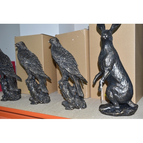 365 - FOUR BOXED ENESCO 'STUDIO BRONZE' RESIN ANIMAL SCULPTURES, comprising three Eagle A28859, approximat... 