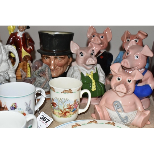 367 - A GROUP OF NAMED COLLECTABLE CERAMICS ETC, to include five Wade Nat West Bank money boxes, Royal Dou... 