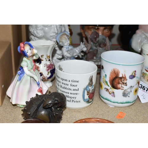 367 - A GROUP OF NAMED COLLECTABLE CERAMICS ETC, to include five Wade Nat West Bank money boxes, Royal Dou... 