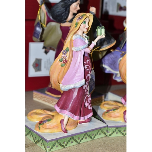 368 - FIVE BOXED DISNEY TRADITIONS RESIN FIGURES, comprising two 6008981 'Gifts of Peace' Rapunzel figurin... 