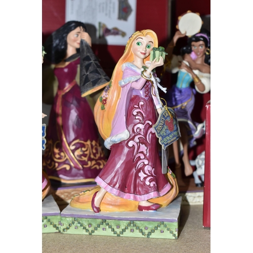 368 - FIVE BOXED DISNEY TRADITIONS RESIN FIGURES, comprising two 6008981 'Gifts of Peace' Rapunzel figurin... 