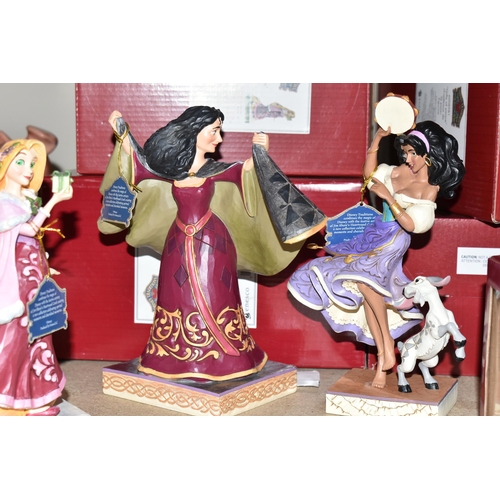 368 - FIVE BOXED DISNEY TRADITIONS RESIN FIGURES, comprising two 6008981 'Gifts of Peace' Rapunzel figurin... 