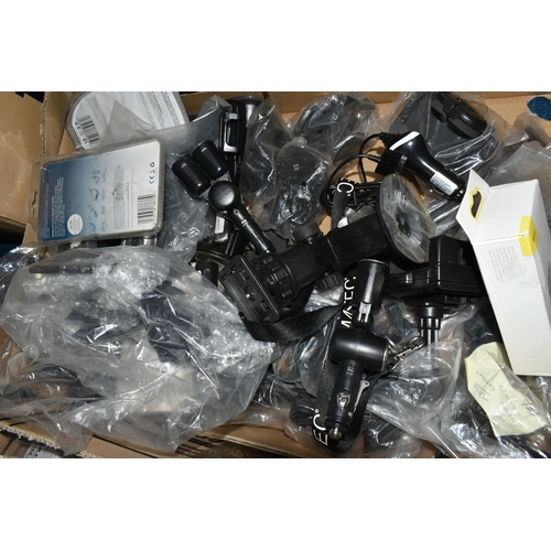 375 - SIX BOXES OF MOBILE PHONE ACCESSORIES ETC, to include thirty-five Landrover branded iPhone 6 phone c... 