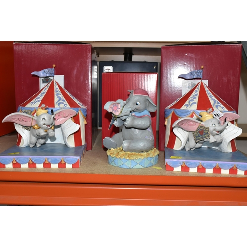 378 - THREE BOXED JIM SHORE DISNEY TRADITIONS DUMBO FIGURINES, comprising two 'Over The Big Top' 6008064 f... 