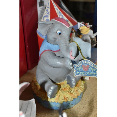 378 - THREE BOXED JIM SHORE DISNEY TRADITIONS DUMBO FIGURINES, comprising two 'Over The Big Top' 6008064 f... 