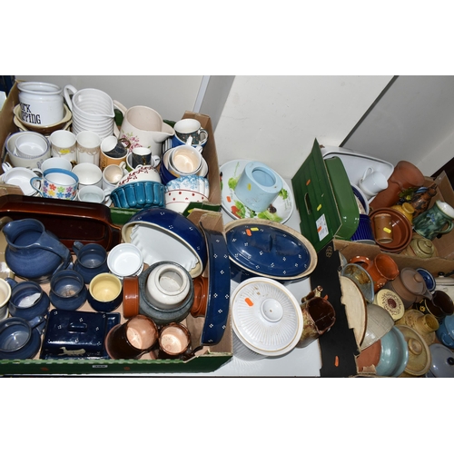 389 - FOUR BOXES AND LOOSE CERAMICS, to include a Denby Cotswold coffee pot, a TG Green 'Pork Dripping' po... 