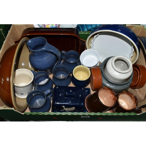 389 - FOUR BOXES AND LOOSE CERAMICS, to include a Denby Cotswold coffee pot, a TG Green 'Pork Dripping' po... 