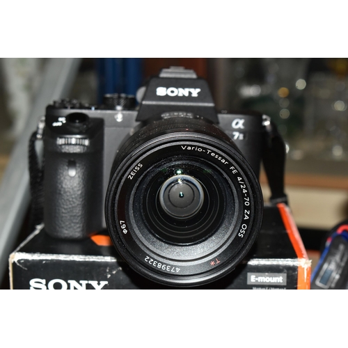 393 - A SONY ALPHA A7II DIGITAL CAMERA, fitted with a Zeiss Vario -Tessar T* f4 24-70mm lens, together wit... 