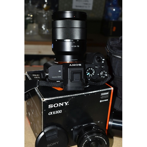 393 - A SONY ALPHA A7II DIGITAL CAMERA, fitted with a Zeiss Vario -Tessar T* f4 24-70mm lens, together wit... 