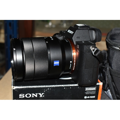 393 - A SONY ALPHA A7II DIGITAL CAMERA, fitted with a Zeiss Vario -Tessar T* f4 24-70mm lens, together wit... 