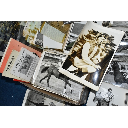 394 - ONE BOX OF HORSE RACING EPHEMERA comprising a large collection of Press Association photographs of p... 