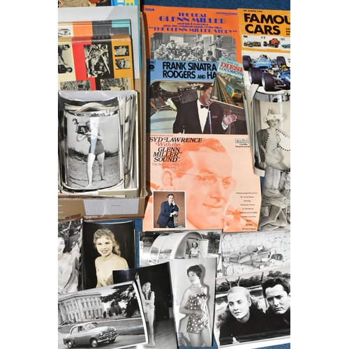 398 - ONE BOX OF EPHEMERA comprising a large number of press/film photographs from the 1950s featuring 'gl... 