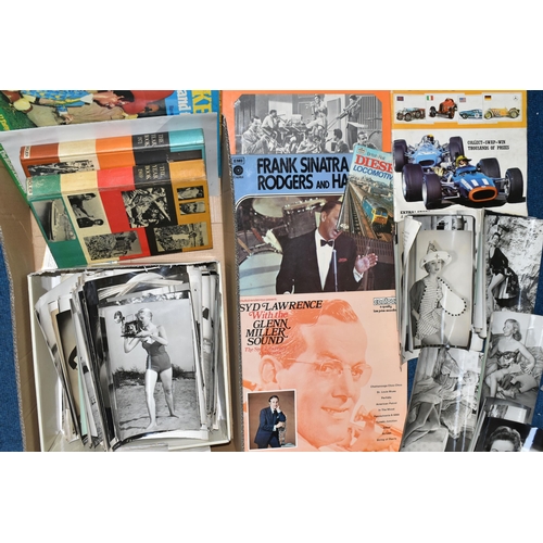 398 - ONE BOX OF EPHEMERA comprising a large number of press/film photographs from the 1950s featuring 'gl... 