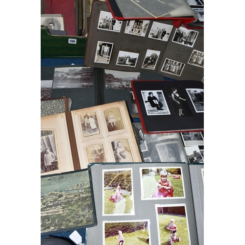 399 - TWO BOXES OF PHOTOGRAPH ALBUMS containing thirteen miscellaneous albums with a collection of various... 