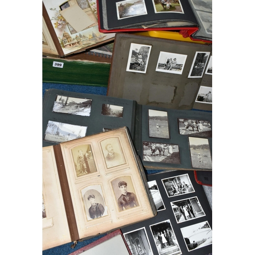 399 - TWO BOXES OF PHOTOGRAPH ALBUMS containing thirteen miscellaneous albums with a collection of various... 