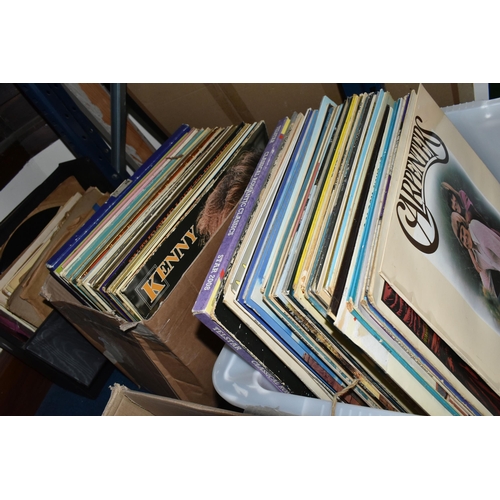 406 - TWO BOXES AND A CASE OF RECORDS, approximately ninety LPs to include The Beatles (White Album), firs... 