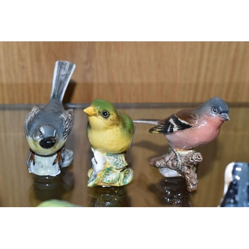 418 - A COLLECTION OF BESWICK BIRD FIGURES, comprising Wren no 993, Bullfinch no 1042, Goldfinch 2273, Gre... 