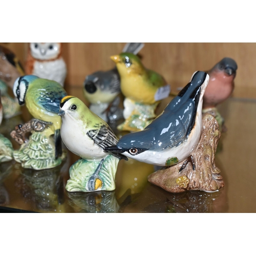 418 - A COLLECTION OF BESWICK BIRD FIGURES, comprising Wren no 993, Bullfinch no 1042, Goldfinch 2273, Gre... 